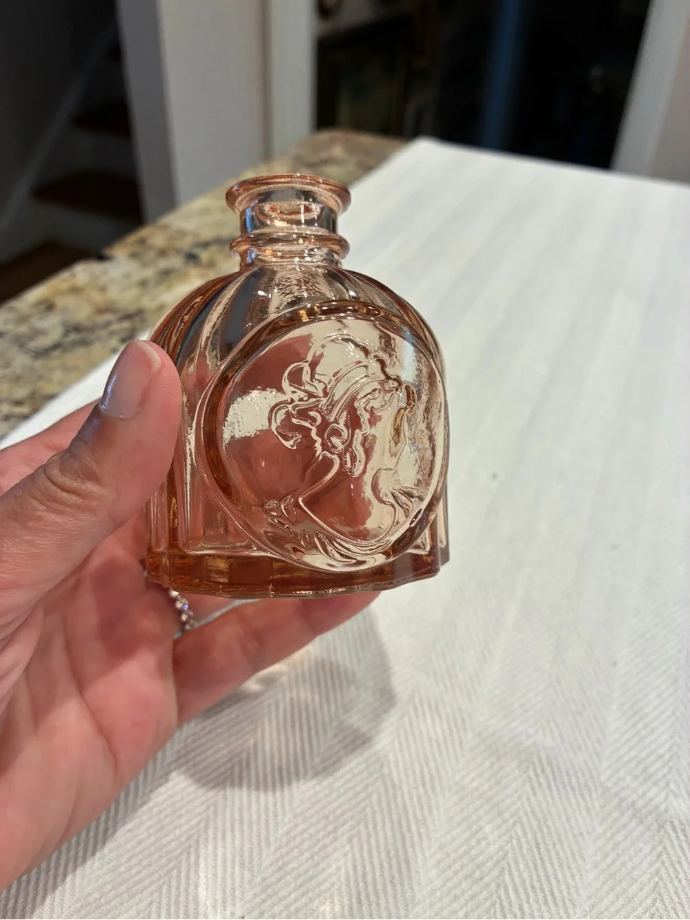 Vintage-Style Pink Glass Decorative Accent Bottle - Unbranded